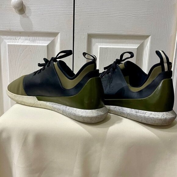 BALLY MADE IN ITALY SNEAKERS AESTHETIC GREEN OLIVE NEOPRENE BLACK LEATHER  SZ 13 - Picture 11 of 16